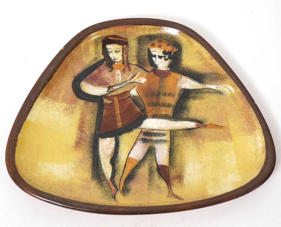 Pillin Pottery Mid Century Modern Dish w/ Dancers (1 of 5)