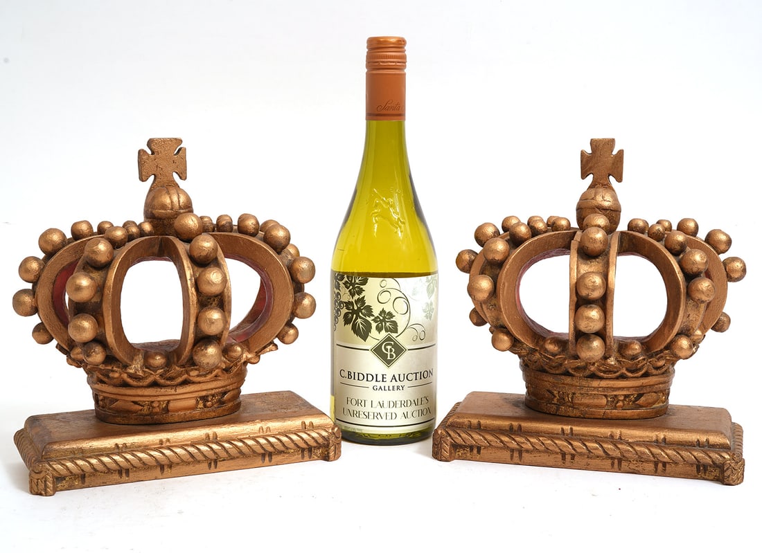 Pr. Antique Gilt Gesso & Carved Wood Bed Crowns (1 of 6)