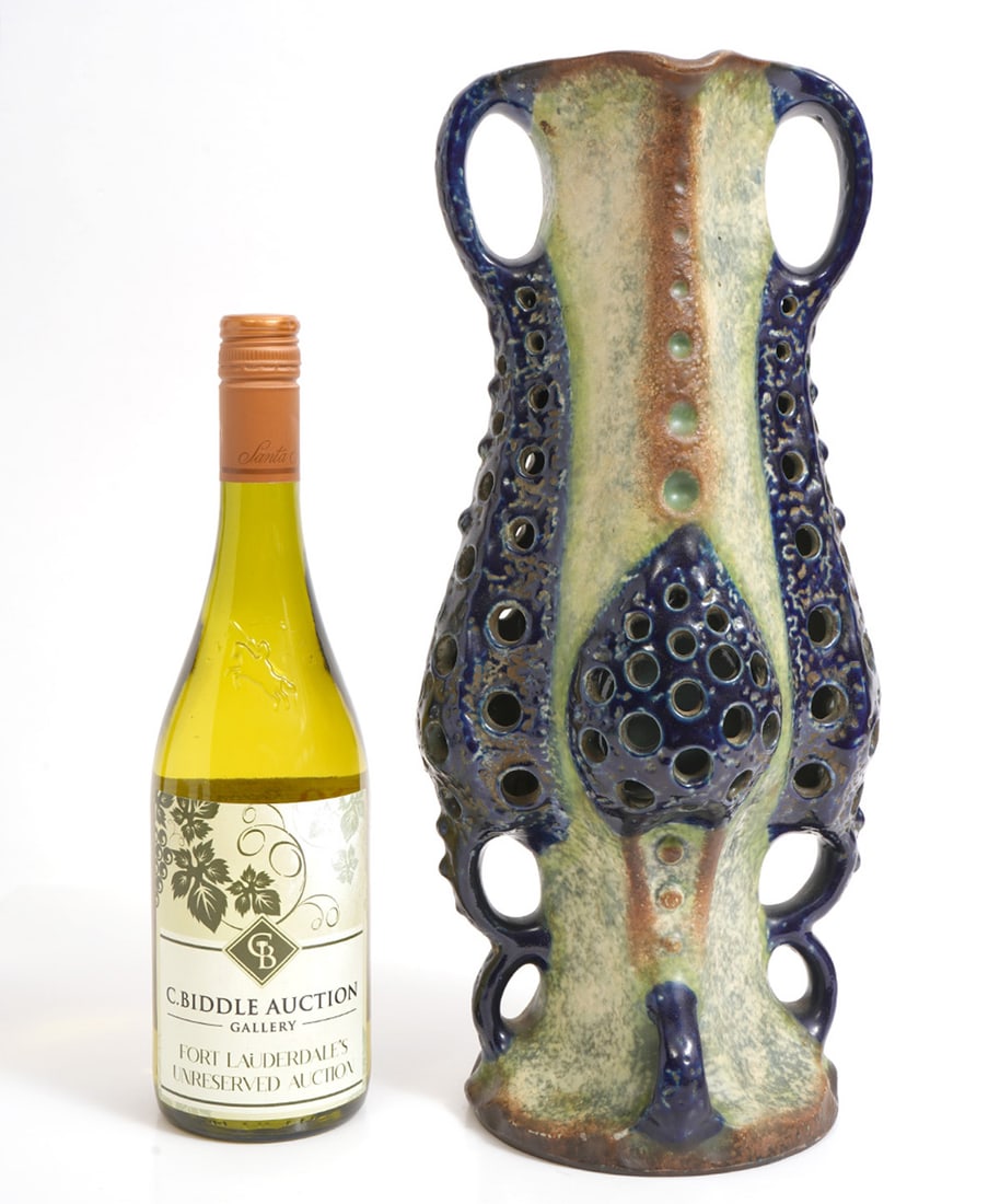 Amphora Art Nouveau Perforated Pottery Vase (1 of 10)
