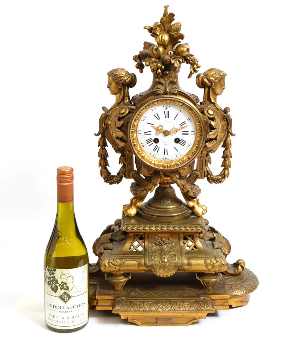 French Napoleon III Gilt Bronze Mantle Clock (1 of 12)
