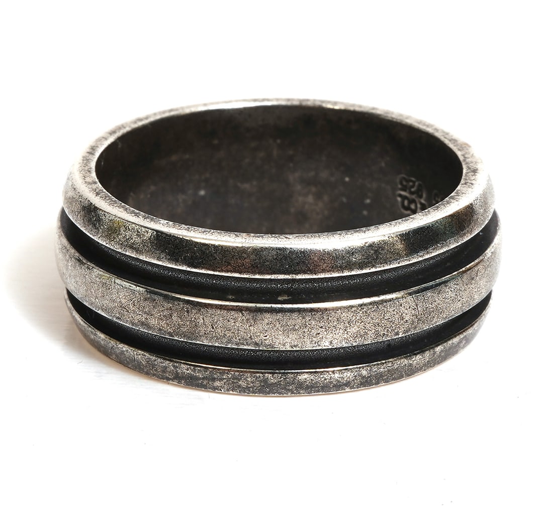 Tiffany & Co Sterling Silver Atlas Groove Ring: Tiffany & Co sterling silver Atlas groove ring is a size 10.5 x. 9mm wide and is signed on inside. Weight - 11.8g. Condition report: Good condition, please examine all photos closely. C. Biddle
