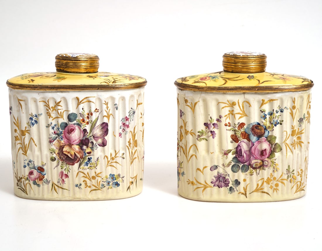 Pr. Vintage Floral Ribbed Tins (1 of 8)
