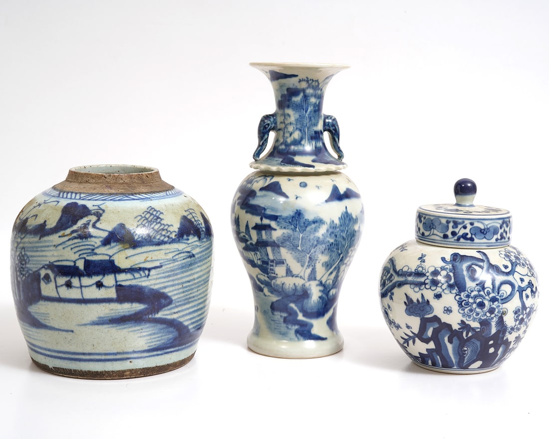 Three Pcs. Chinese Blue & White Porcelain (1 of 10)