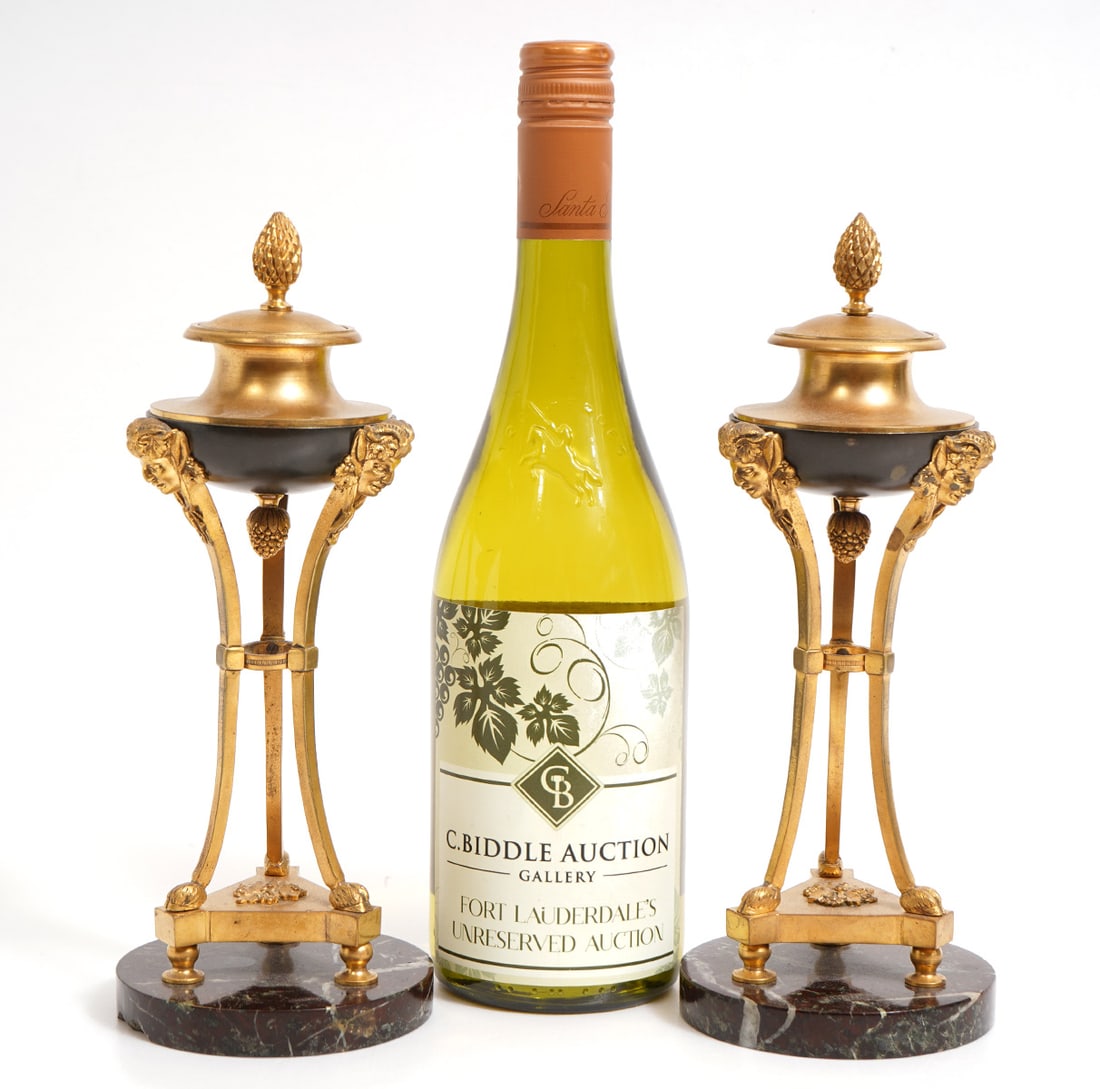 Pr. Bronze and Marble Athenienne Candle Holders (1 of 10)