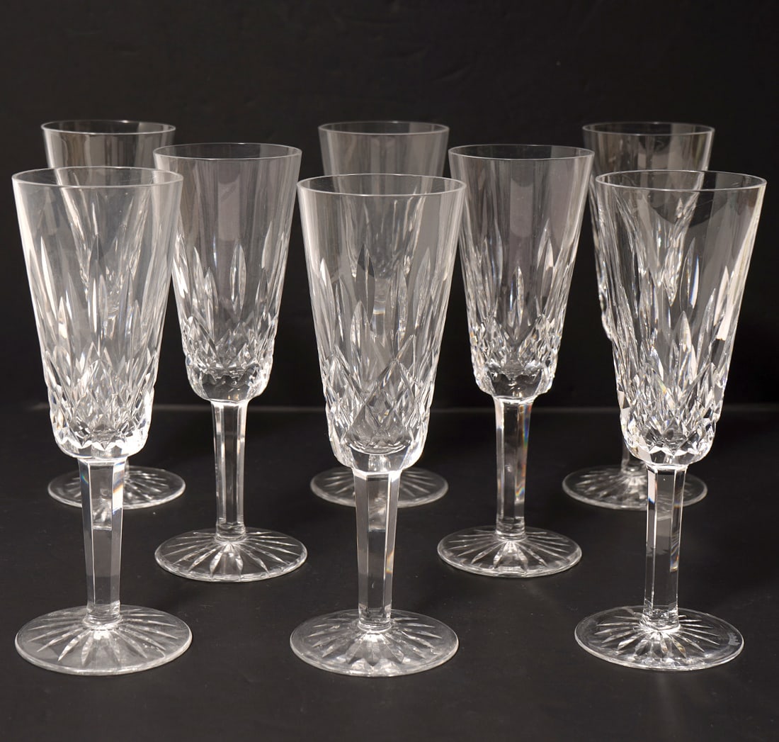 8 Waterford Lismore Crystal Champagne Flutes (1 of 6)