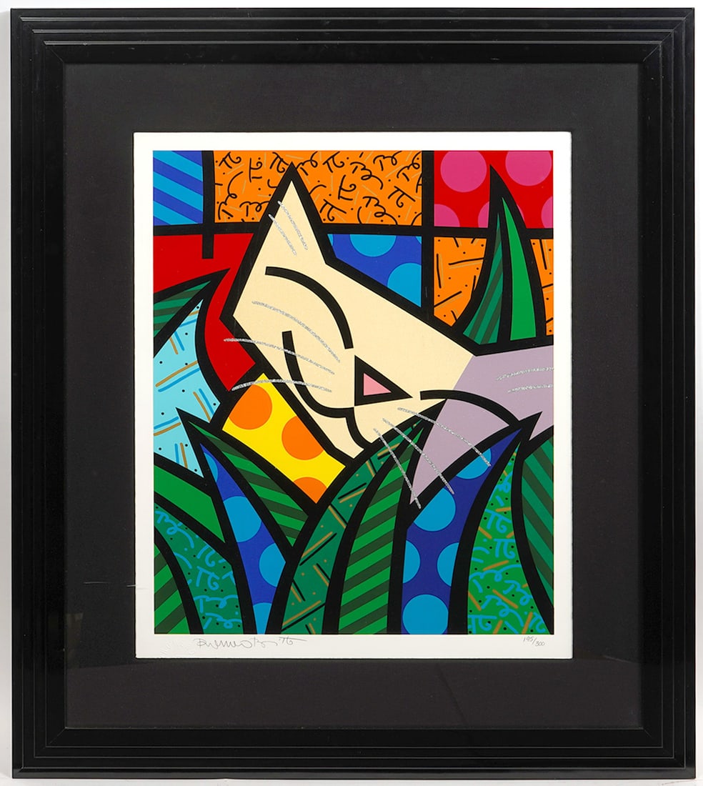 Romero Britto 'Behind the Bushes' Color Serigraph (1 of 5)