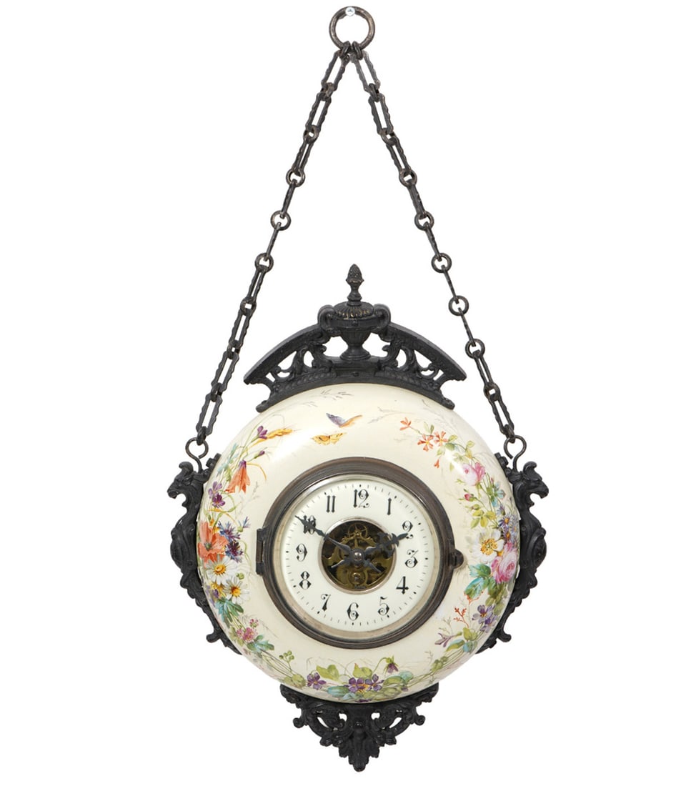 1900s French Porcelain and Bronze Hanging Clock (1 of 9)