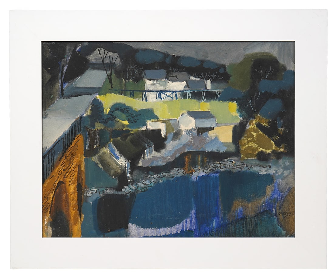 Abstract Expressionist Signed Framed Art: Abstract expressionist style acrylic on board illegibly signed lower right and mounted in white frame. Measures 20.5"H x 24.5"W framed; 15.5"H x 19.5"W visual. Condition report: good condition, please