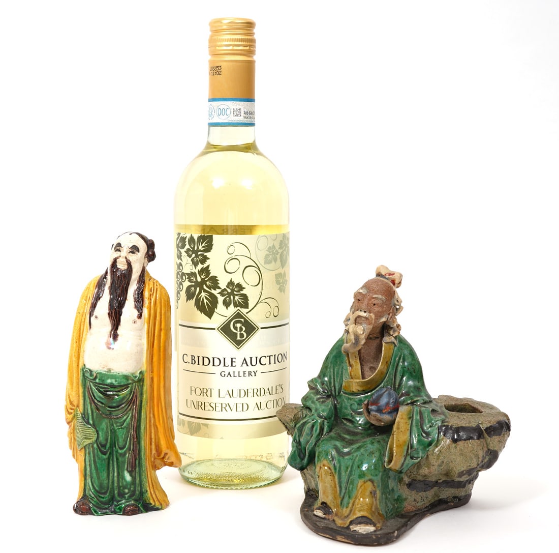 Two Chinese Mud Elder Figures - 2