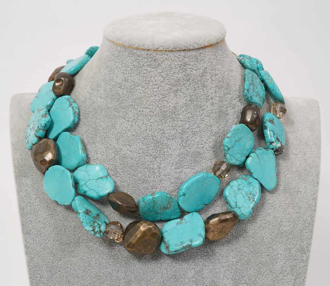 Turquoise Mixed Bead Double Strand Necklace (1 of 4)