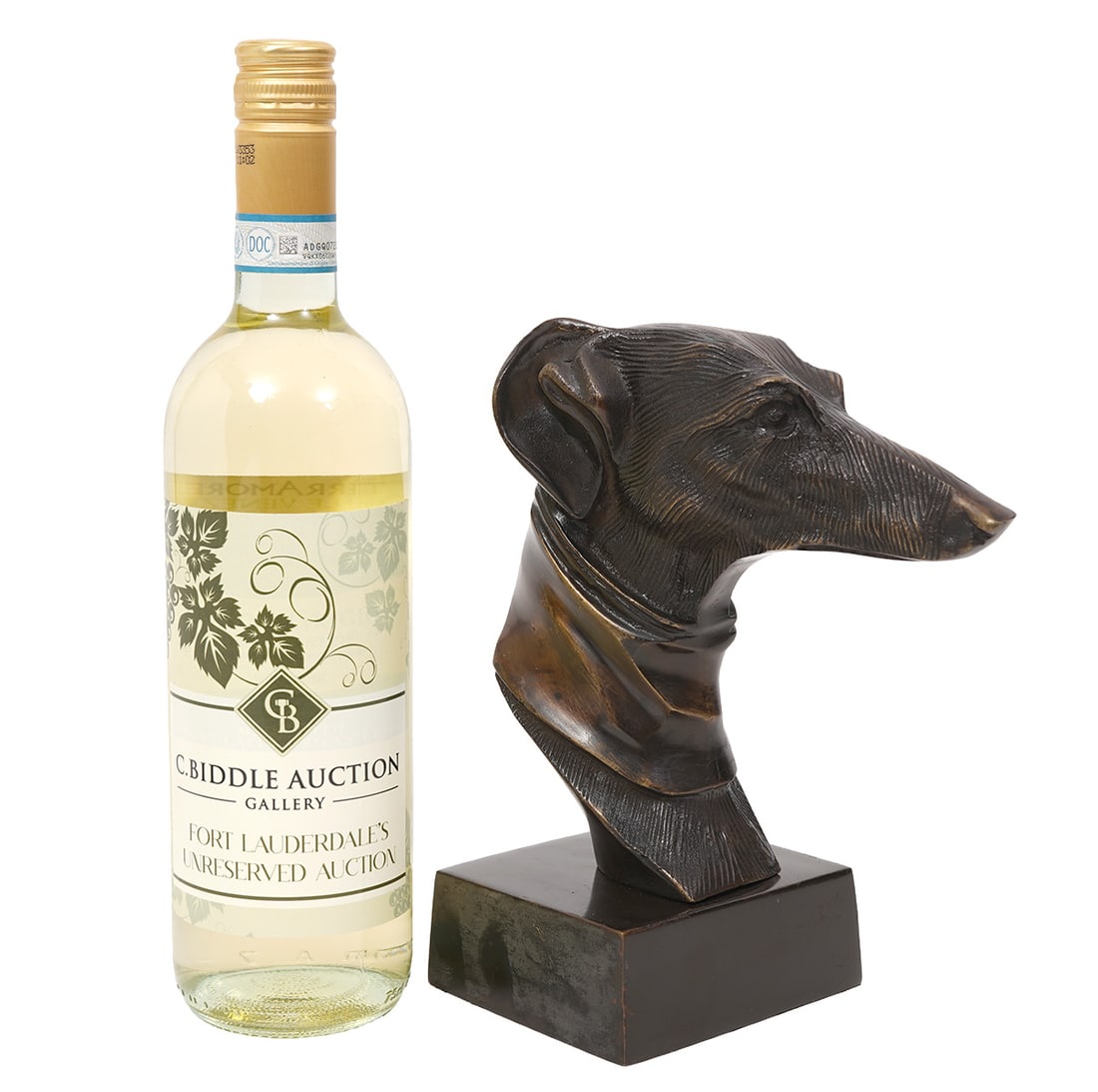 Hollow Cast Bronze Whippet Greyhound Bust: Hollow cast bronze whippet greyhound bust, unsigned. Mounted on square metal base. Measures 8.5"H x 7"D x 4"W. Condition report: Good condition, please examine all photos closely. Contact C. Biddle Au