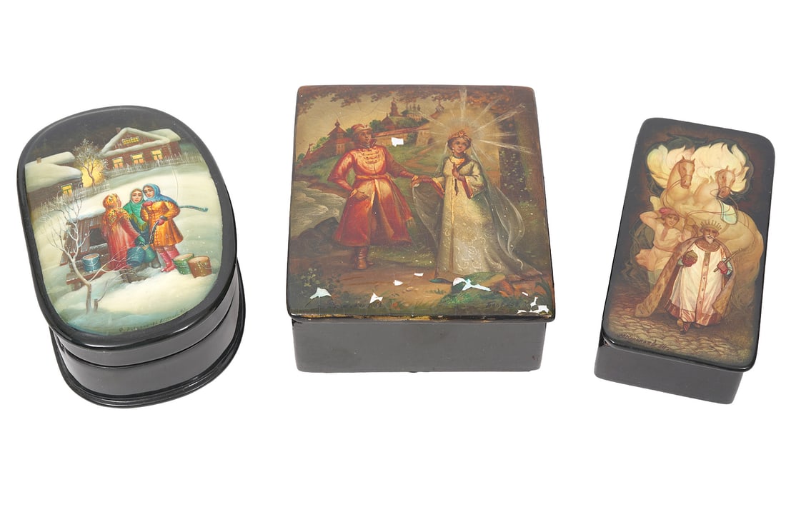 Three Russian Lacquer Boxes (1 of 7)
