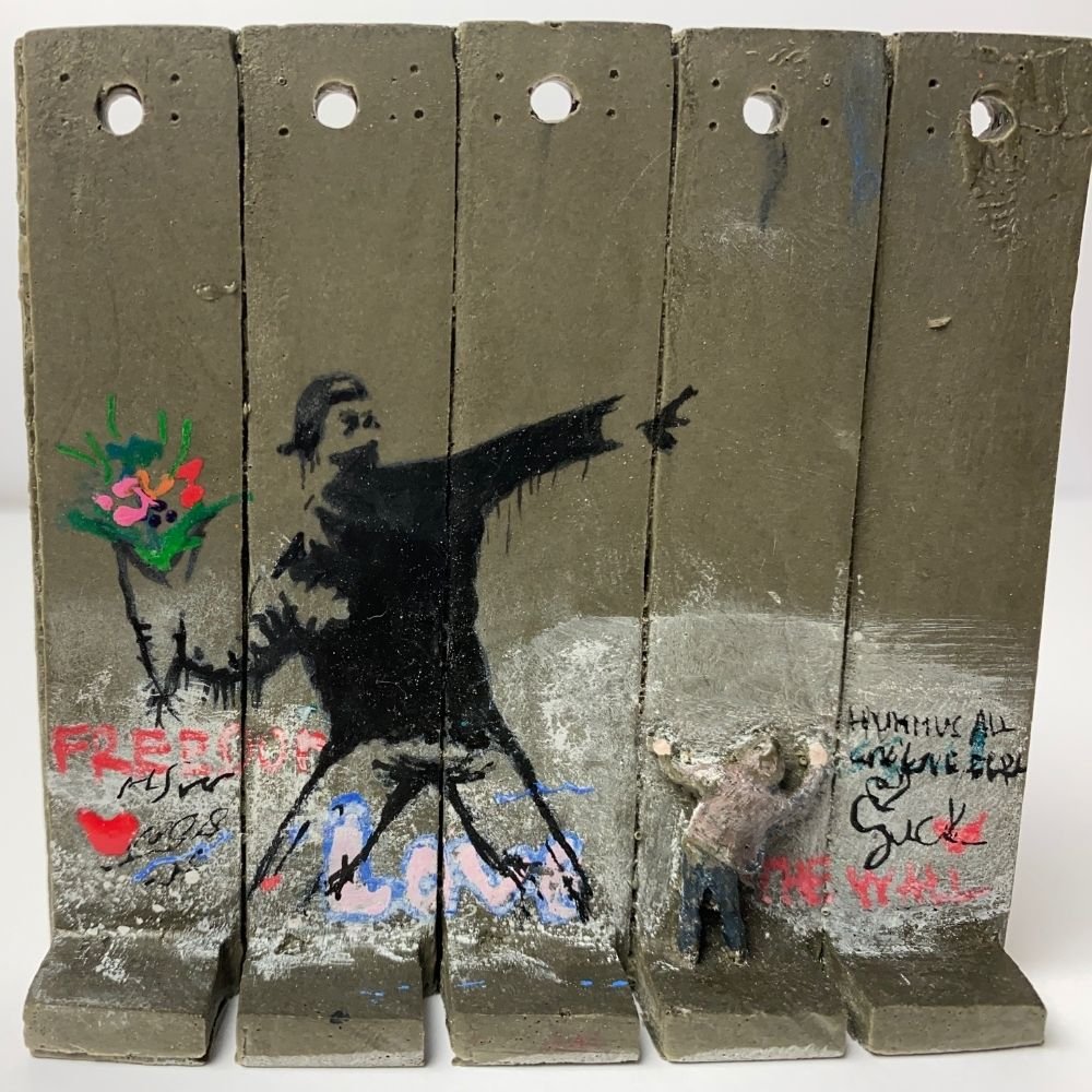 BANKSY. THE WALLED OFF HOTEL- WALL SECTION- D2: BANKSY. THE WALLED OFF HOTEL- WALL SECTION- D2- 2022 New Edition Wall Sculpture. Banksy The Walled Off Hotel.Hand Painted. Wall Sculpture.Wall Section- 5 Panels Size- 8.8 x 7.7 x 3.1cm Limited edition