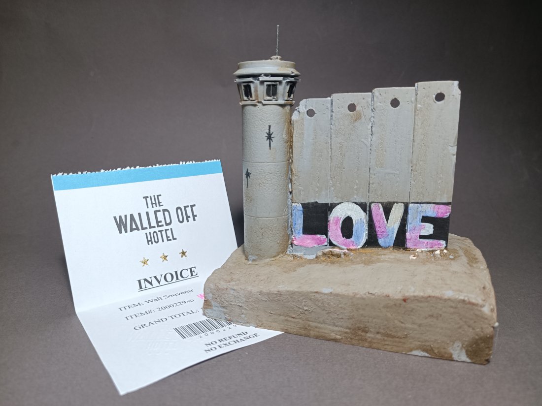 Banksy (born: Bristol, UK 1974) Walled off Hotel Palestine Wall Section with Invoice (1 of 2)