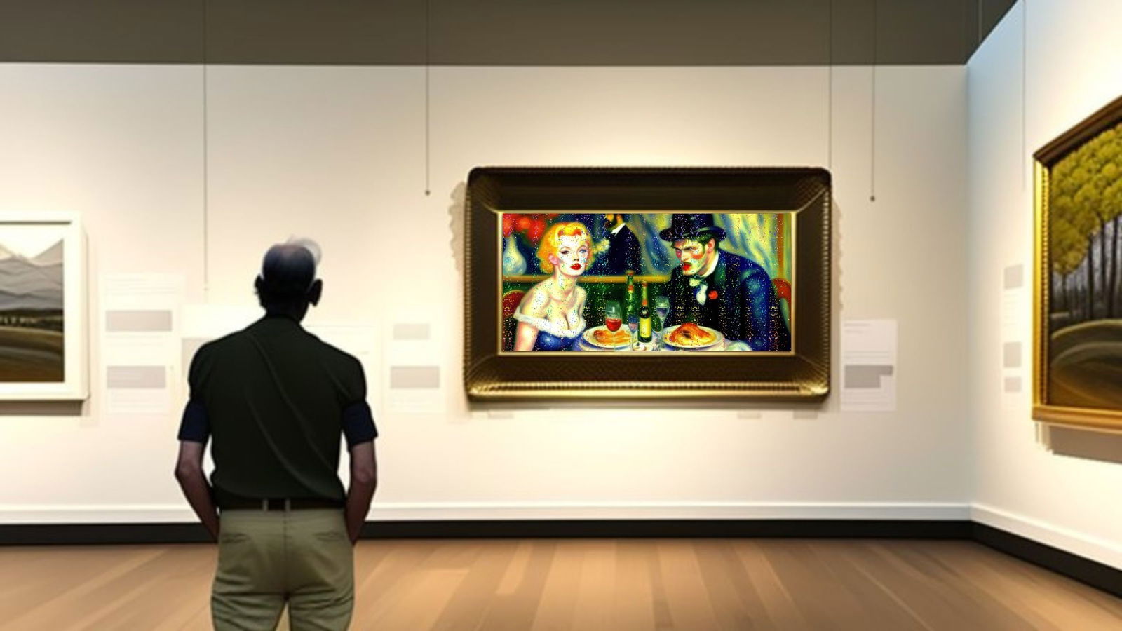 Edvard Munch - Having Dinner With Marilyn Monroe-D1, Limited Edition, Signed & Numbered: Mr. Jerusalem. meticulously craft each artwork, initiating the process with the creation of the original piece, reproduced on high-quality canvas through professional printing I intricately hand-paint