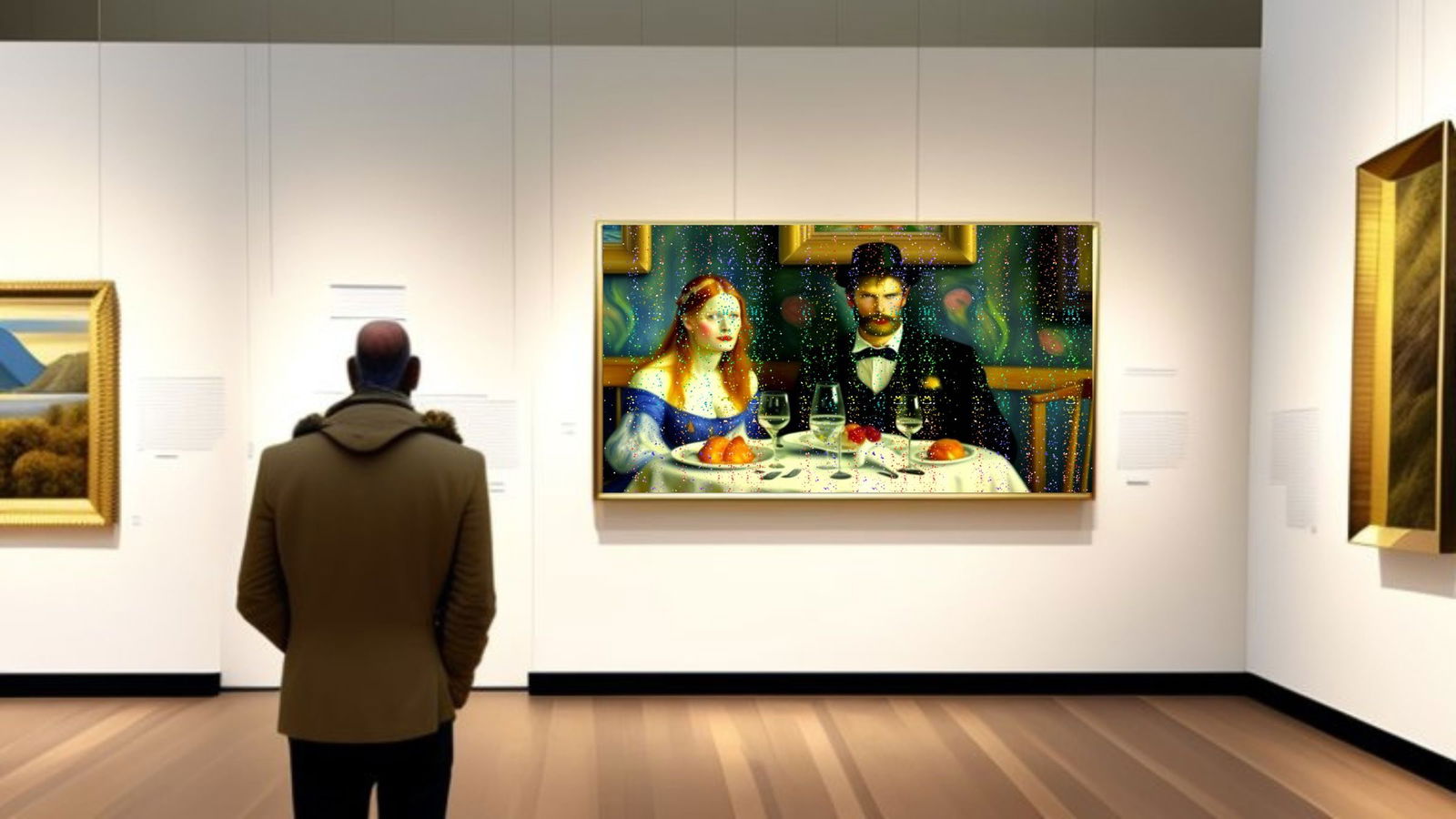 Edvard Munch - Having Dinner With Mona Lisa-D2, Limited Edition, Signed & Numbered: Mr. Jerusalem. meticulously craft each artwork, initiating the process with the creation of the original piece, reproduced on high-quality canvas through professional printing I intricately hand-paint