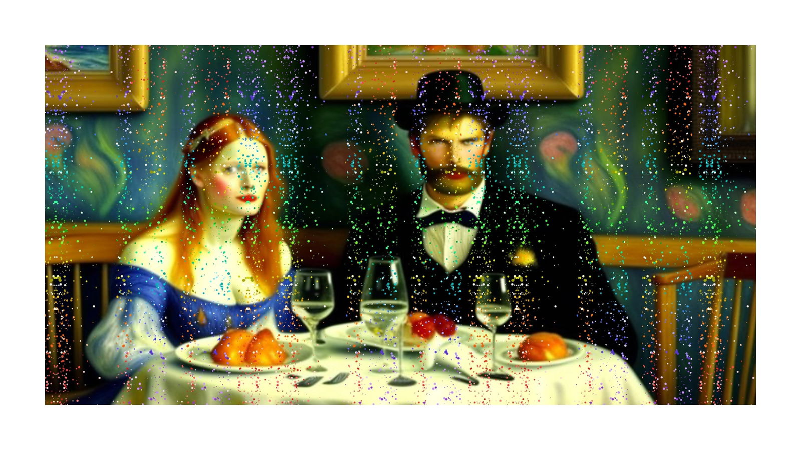 Edvard Munch - Having Dinner With Mona Lisa-D2, Limited Edition, Signed & Numbered: Mr. Jerusalem. meticulously craft each artwork, initiating the process with the creation of the original piece, reproduced on high-quality canvas through professional printing I intricately hand-paint