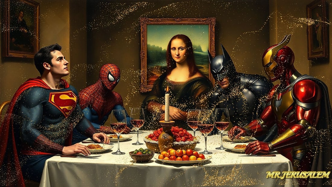 Superheroes - Having Dinner With Mona Lisa-D1, Limited Edition, Signed & Numbered (1 of 5)
