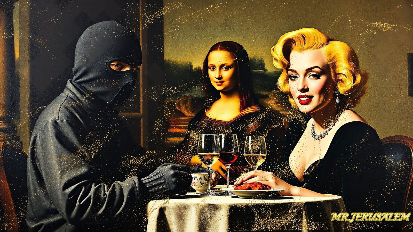 Banksy Having Dinner With Mona Lisa & Marilyn Monroe-D1, Limited Edition of 500 (1 of 5)