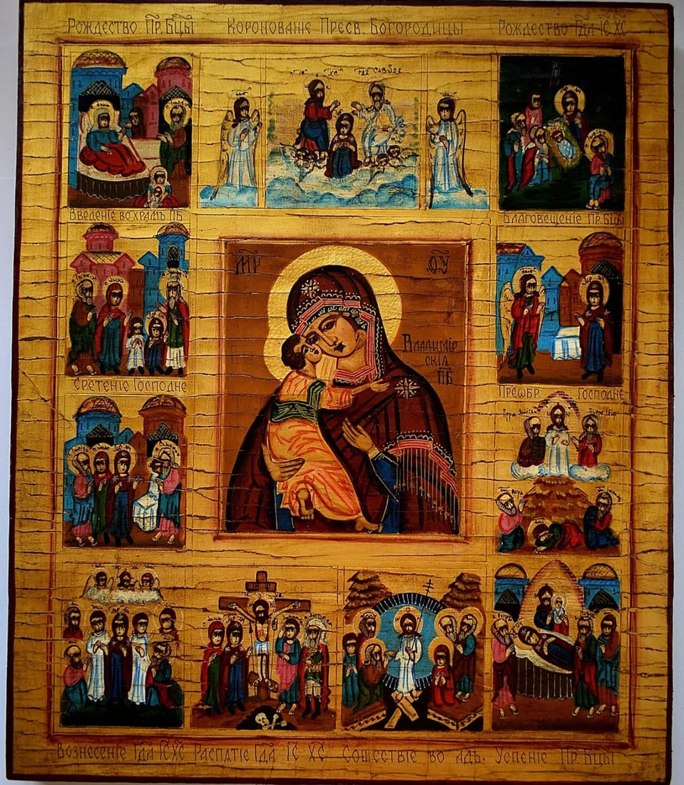 Russian icon,Original Oil Painting On hardwood Signed (1 of 2)