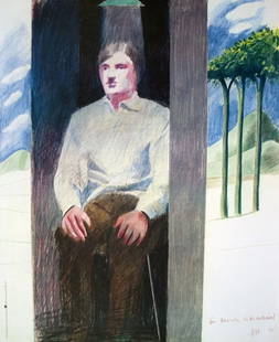 David Hockney - The Prisoner - for Amnesty International, Original Poster: Offset Lithograph Poster by David Hockney entitled "The Prisoner - for Amnesty International" It was published in 1977 in an unsigned edition of 2000. Please note the signature is printed in the Offse