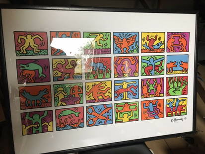 Keith Haring, Retrospect Poster 1989, Signed. Plate Signed: Keith Haring, Retrospect Poster 1989, Signed. Plate Signed