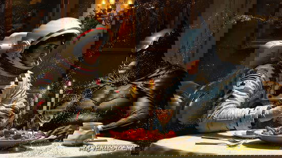 Astronaut Having Dinner With Batman, Print on Canvas Mixed Media, Limited Edition: Mr. Jerusalem. meticulously craft each artwork, initiating the process with the creation of the original piece, reproduced on high-quality canvas through professional printing I intricately hand-paint