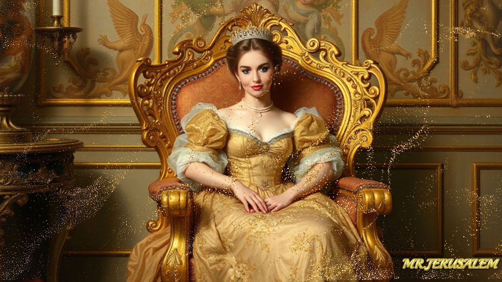 Princess On Chair-D4, Canvas Mixed Media, Limited Edition of 50 Pieces Signed and Numbered (1 of 5)