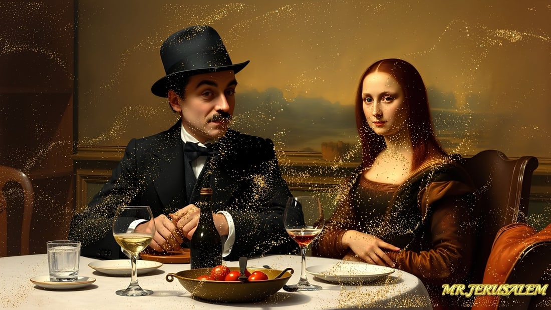 Charlie Chaplin - Dinner With Mona Lisa-D2, Limited Edition of 50 Pieces, Signed & Numbered (1 of 5)