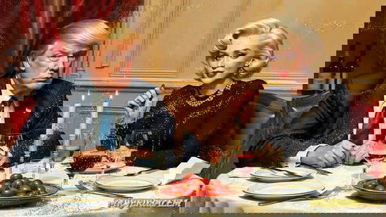 Donald Trump - Having Dinner With Marilyn Monroe-D2, Limited Edition, Signed & Numbered: Mr. Jerusalem. meticulously craft each artwork, initiating the process with the creation of the original piece, reproduced on high-quality canvas through professional printing I intricately hand-paint