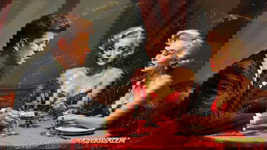 John F. Kennedy - Having Dinner With Marilyn Monroe-D2, Limited Edition, Signed & Numbered: Mr. Jerusalem. meticulously craft each artwork, initiating the process with the creation of the original piece, reproduced on high-quality canvas through professional printing I intricately hand-paint