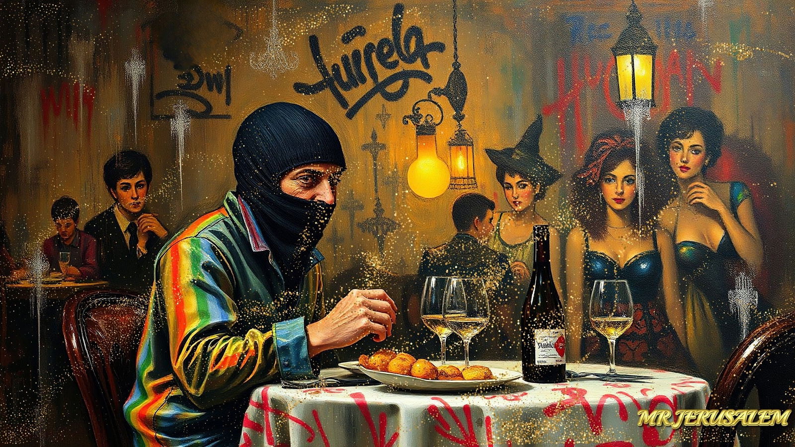 Banksy Dinner Alone-D1, Canvas Mixed Media, Limited Edition of 50 Pieces (1 of 5)