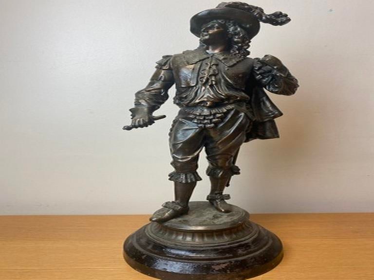 ANTIQUE CAST METAL COPPER CLAD DON JUAN 20â€ STATUE (1 of 11)