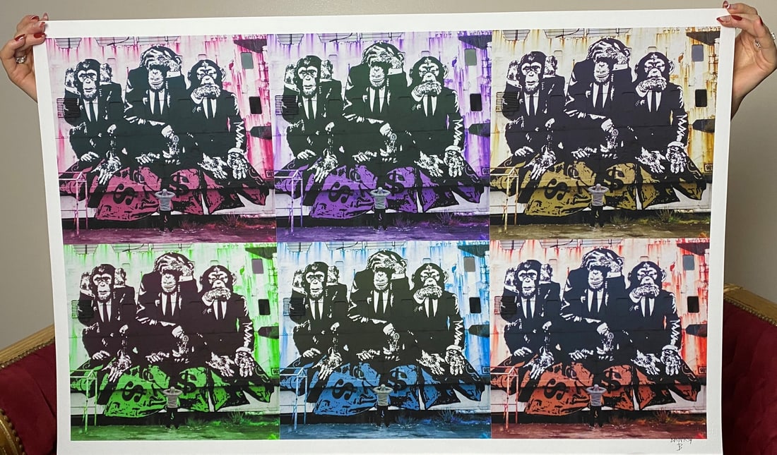 Banksy, In the manner of”, COA. Walled Off Hotel, Original, Limited Edition. Signed. Numbered. (1 of 6)