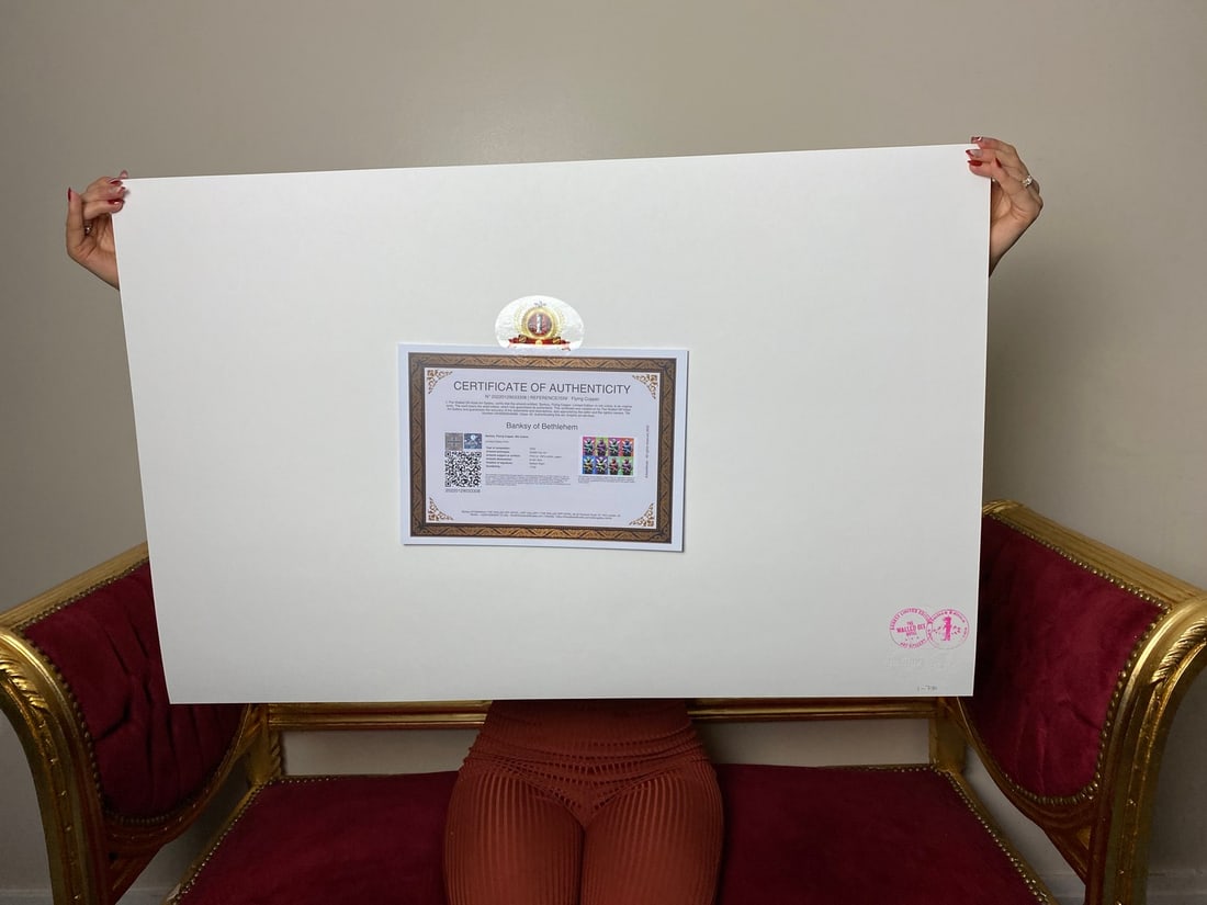 Banksy, In the manner of”, COA. Walled Off Hotel, Original, Limited Edition. Signed. Numbered - 6