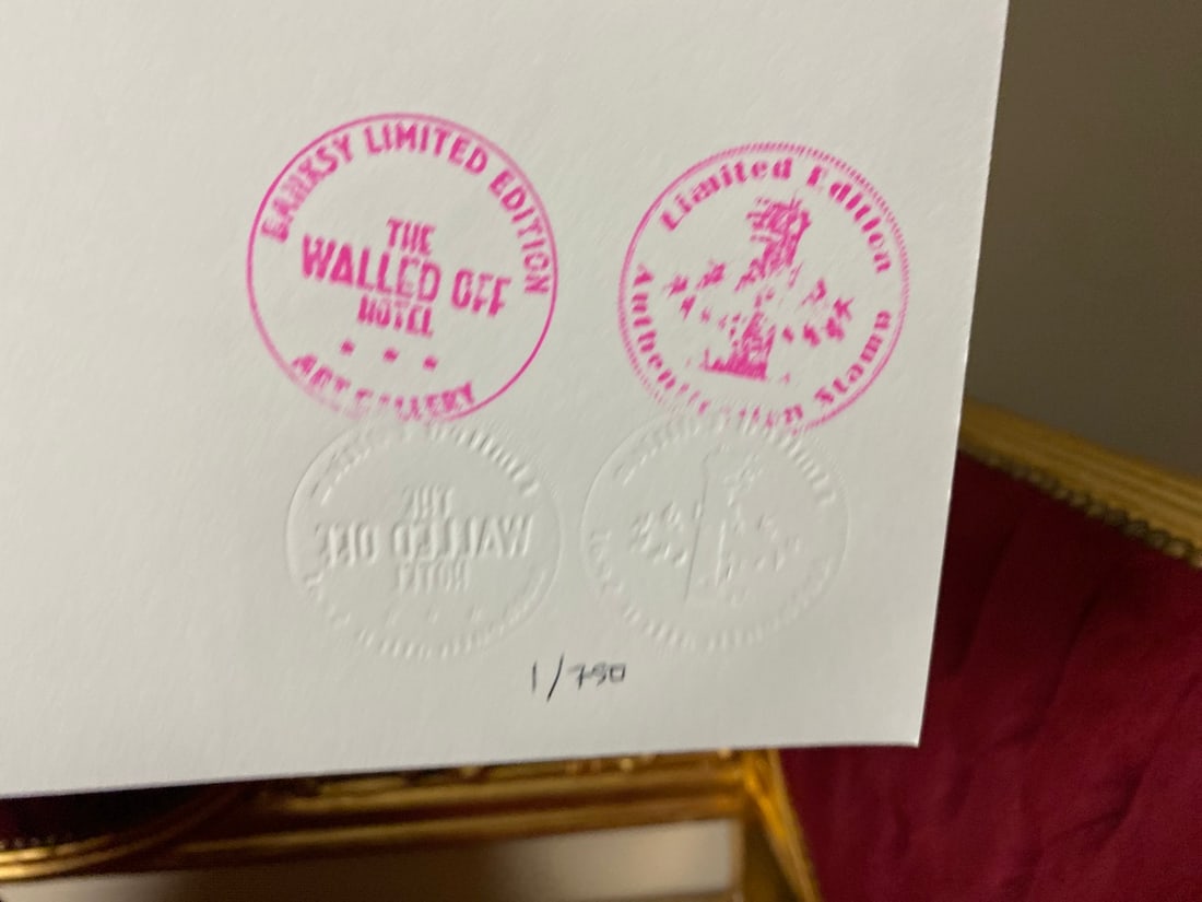 Banksy, In the manner of”, COA. Walled Off Hotel, Original, Limited Edition. Signed. Numbered. - 7