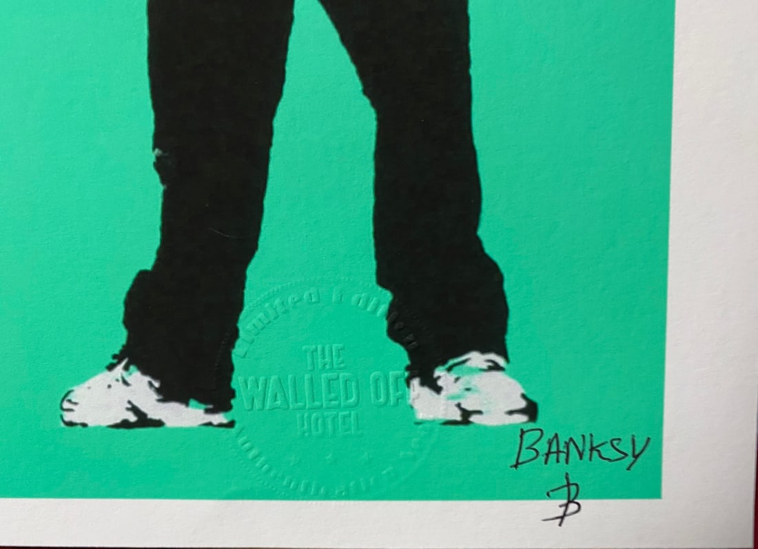Banksy, In the manner of”, COA. Walled Off Hotel, Original, Limited Edition. Signed. Numbered - 3