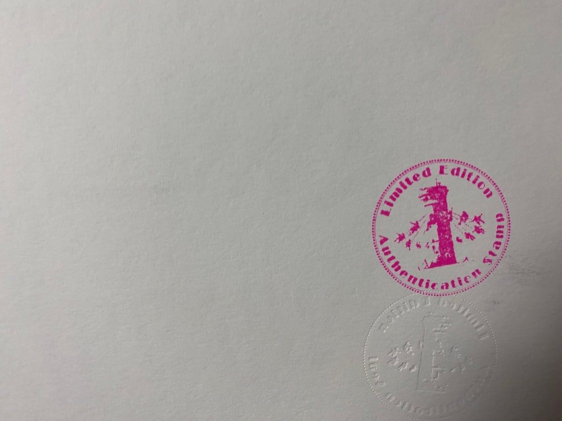 Banksy, In the manner of”, COA. Walled Off Hotel, Original, Limited Edition. Signed. Numbered - 7