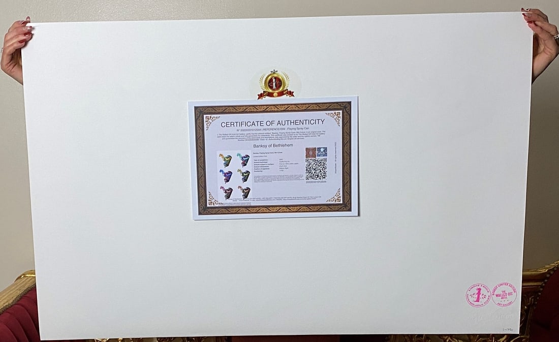 Banksy, In the manner of”, COA. Walled Off Hotel, Original, Limited Edition. Signed. Numbered. - 6