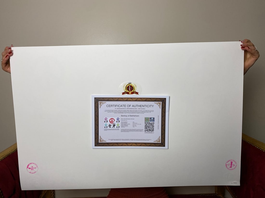 Banksy, In the manner of”, Walled Off Hotel, COA, Original, Limited Edition. Signed. Numbered - 5