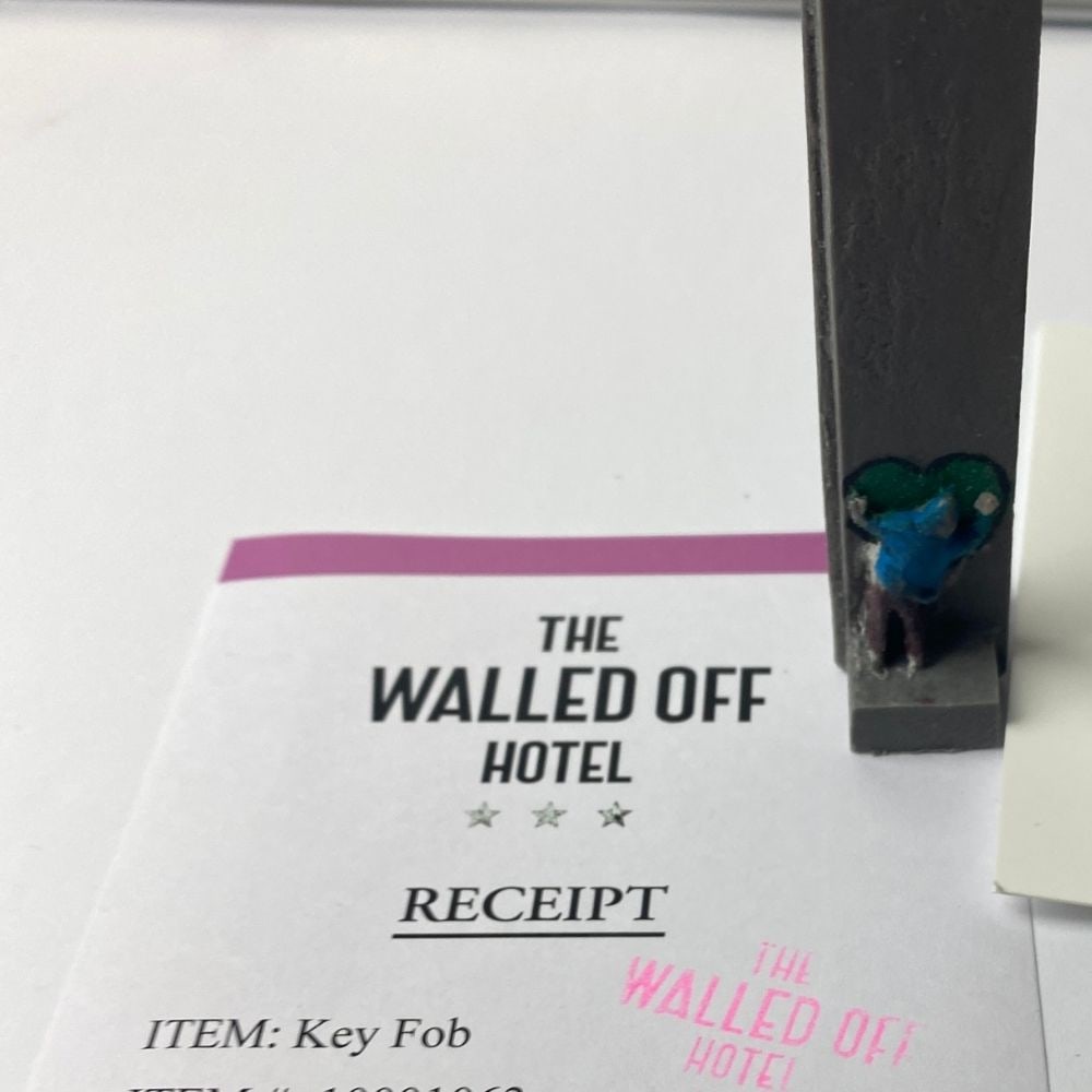 The Walled Off Hotel, Banksy, key Fob Sculpture. Original, Limited Edition, - 4