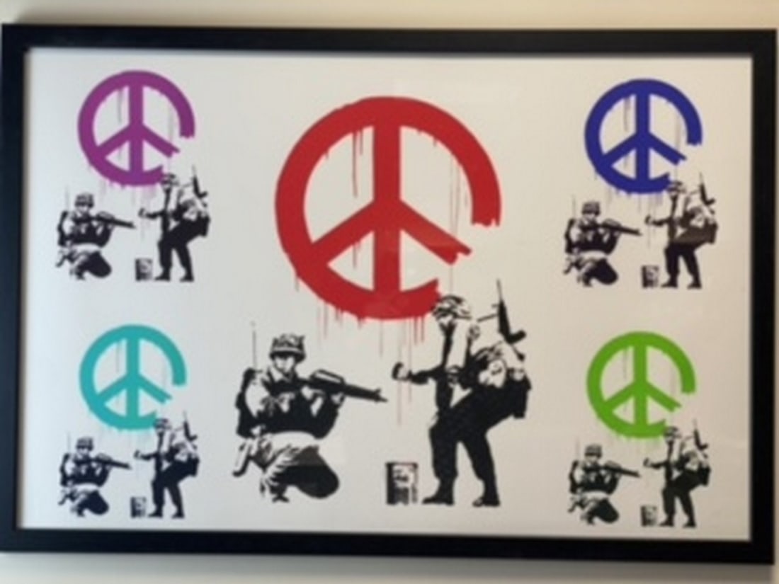 Banksy, In the manner of”, COA. Walled Off Hotel, Original, Limited Edition. Signed. Numbered. (1 of 7)