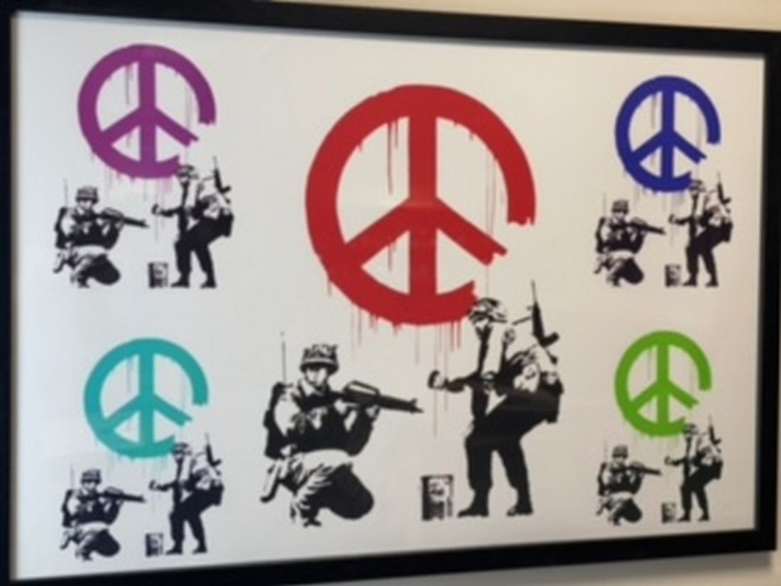 Banksy, In the manner of”, COA. Walled Off Hotel, Original, Limited Edition. Signed. Numbered. - 2