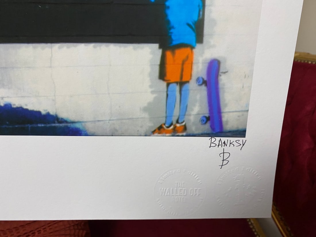 Banksy, In the manner of”, COA. Walled Off Hotel, Original, Limited Edition. Signed. Numbered, - 4