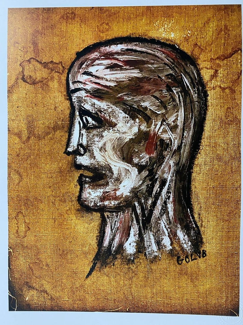 Leon Golub, Man Shocked Face- Original Print, Limited Edition Print Plate Signed, - 2