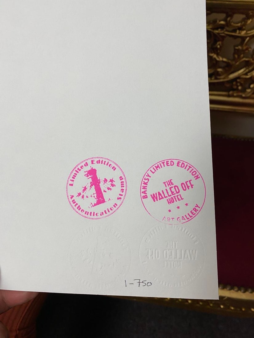 Banksy, In the manner of”, COA. Walled Off Hotel, Original, Limited Edition. Signed. Numbered - 6