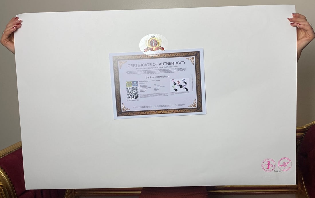 Banksy, In the manner of”, COA. Walled Off Hotel, Original, Limited Edition. Signed. Numbered. - 4