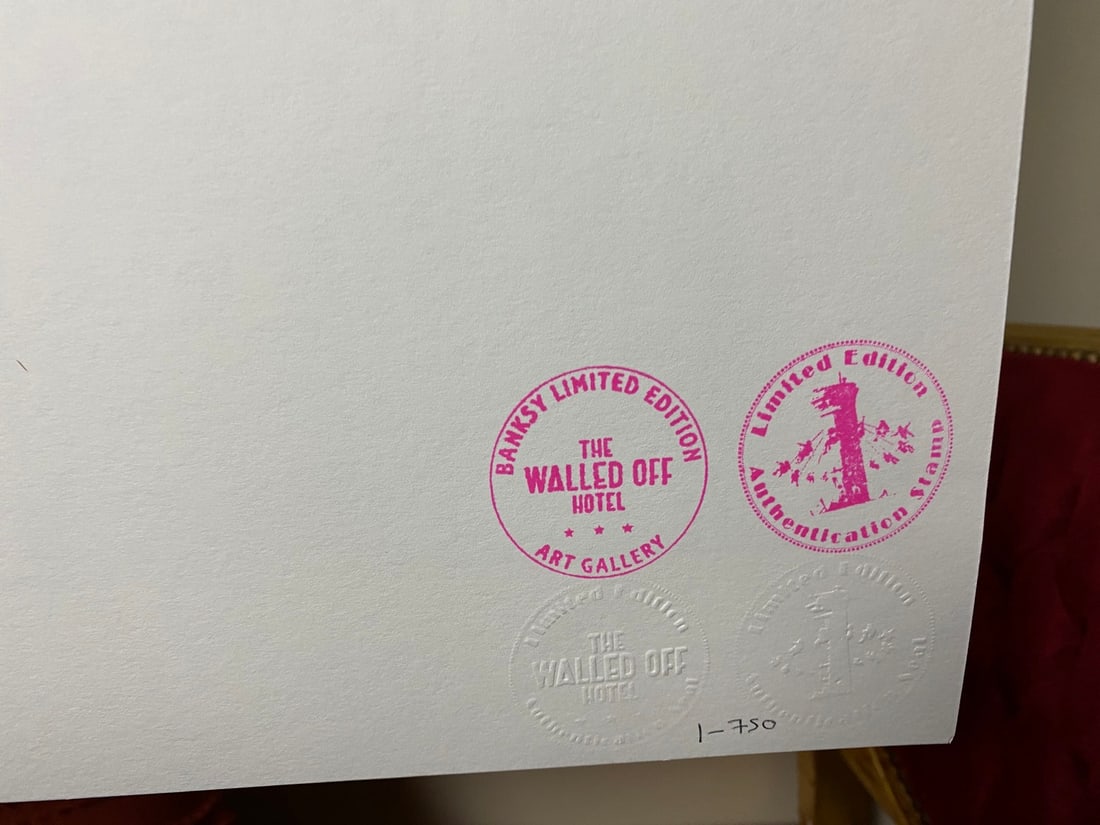 Banksy, In the manner of”, Walled Off Hotel, COA, Original, Limited Edition. Signed. Numbered - 7