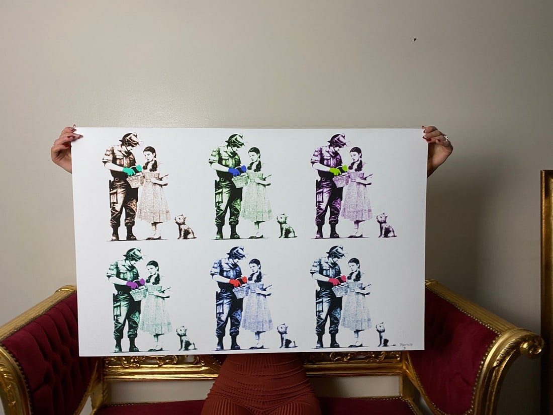 Banksy, In the manner of”, COA. Walled Off Hotel, Original, Limited Edition. Signed. Numbered.: Direct from the walled of Hotel Art Gallery UK, Limited Edition Prints. Please note all artworks here are created by our local artist and NOT by artist Banksy himself. This artwork w