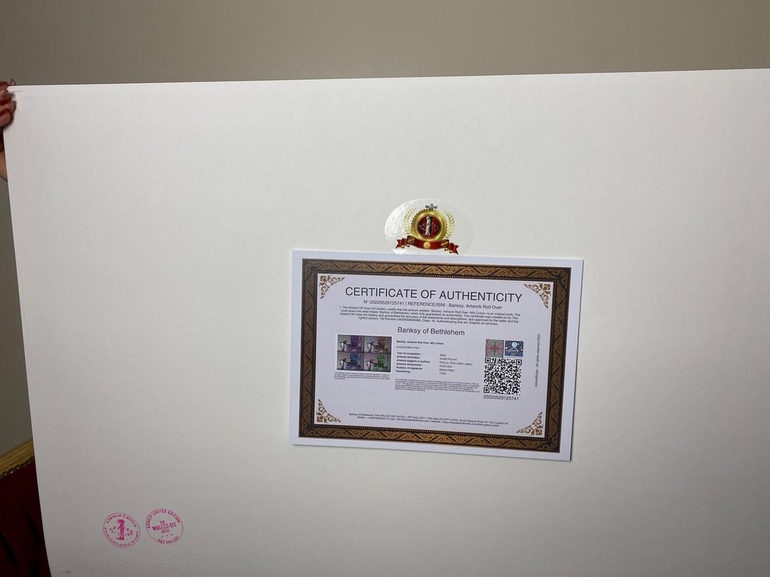 Banksy, In the manner of”, Walled Off Hotel, COA, Original, Limited Edition. Signed. Numbered - 7